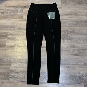 NWT Lysse black high waisted vegan leather inset leggings tummy control Sz M